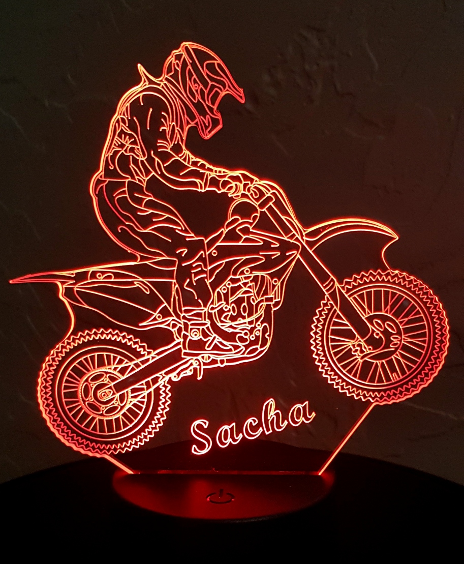 Veilleuse moto cross personnalisable - Laurie Déco et lumières